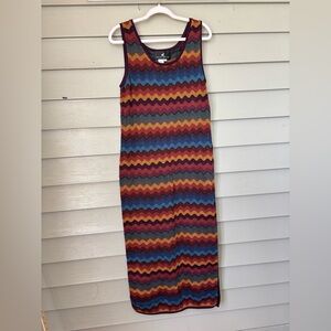 Peruvian Connection Multicolor Zigzag Knit Maxi Dress